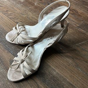 Ferragamo suede kitten heals